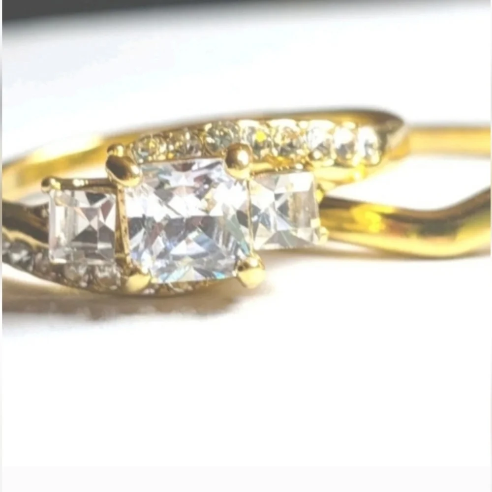 Womens 3ct Princess Cut Lab Created Diamond Halo Duo Wedding Ring Set Sz 10